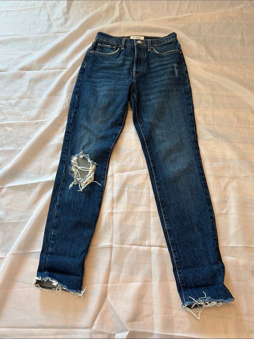 We The Free Dark Blue Distressed Skinny Jeans